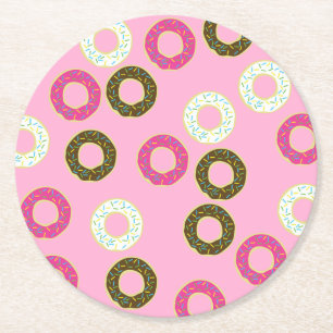 Donut Birthday Party Round Paper Coaster