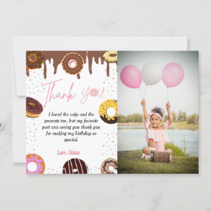 Donut birthday party theme birthday thank you card