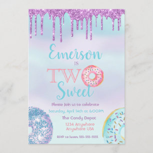 Donut Birthday Party Two Sweet Invitation