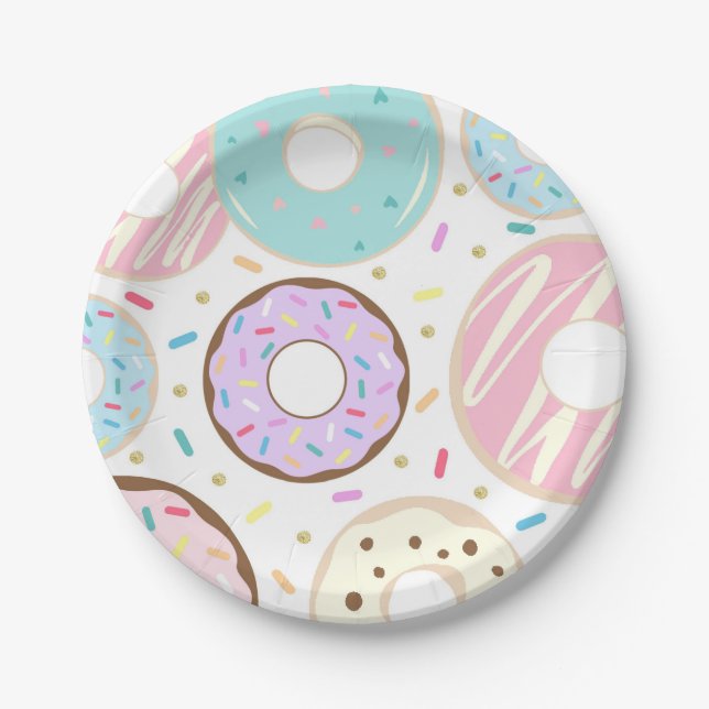 Donut Birthday Plates Donut Party Plates (Front)
