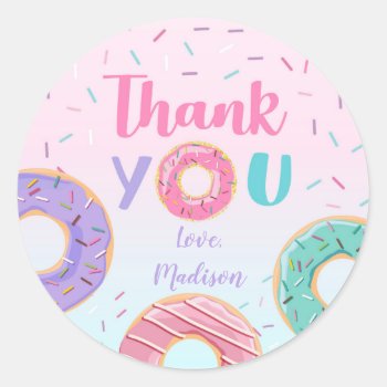 Donut Birthday Stickers Labels by SugarPlumPaperie at Zazzle