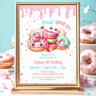 Donut Birthday Sweet Cute Pink Colorful Girl Invitation