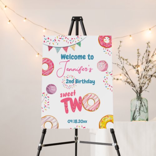 Donut Birthday Sweet TWO Welcome signe Foam Board