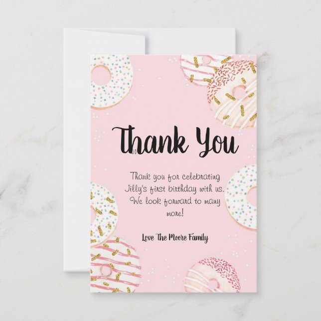 Donut Birthday Thank You Card (Front)