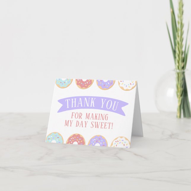 Donut Birthday Thank You Card (Front)