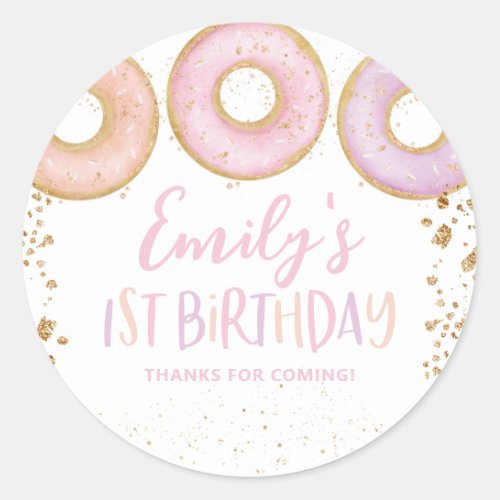 Donut Birthday Thank You Stickers 1st Birthday