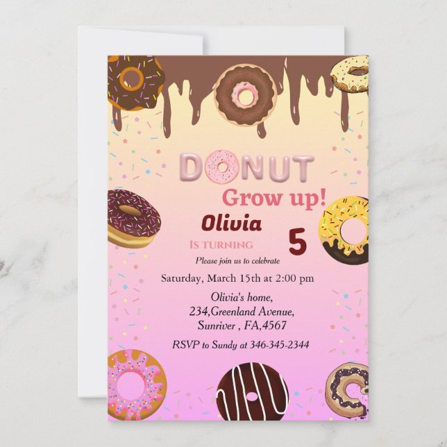 Donut birthday, you donut want to miss birthday invitation (Front)