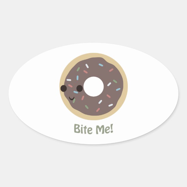 Donut Bite Me! Oval Sticker (Front)