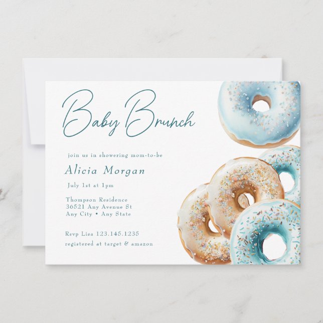 Donut | Blue Gingham Boy Baby Shower Invitation (Front)
