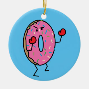 Donut Boxer Fighter dessert fried dough sugar Ceramic Ornament