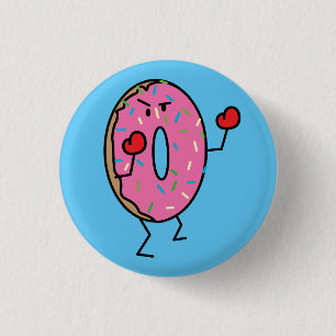 Donut Boxer Fighter dessert fried dough sugar Pinback Button