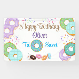 Donut boy 2nd birthday banner