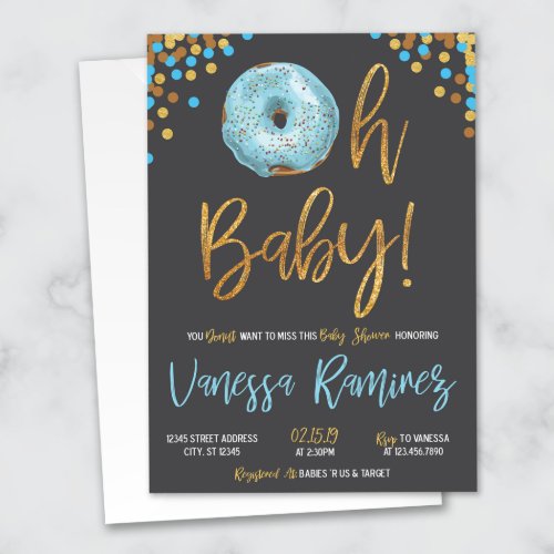 Donut Boy Baby Shower Invitation