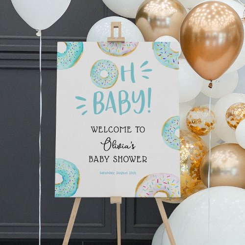 Donut Boy Blue Baby Shower Welcome Foam Board