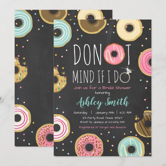 Donut Bridal Shower Invitation Mind If I Do (Front/Back)