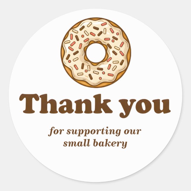 Donut Brown Bakery Thank You Sticker (Front)