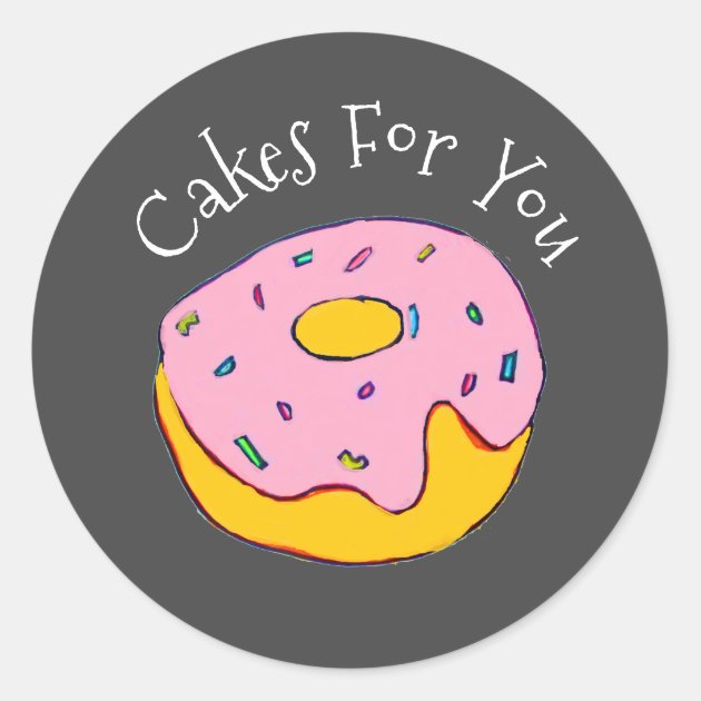 Donut Cakes Design Gift Business Branding Classic Round Sticker | Zazzle