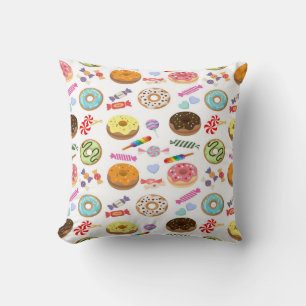 donut & candy throw pillow