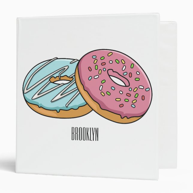 Donut cartoon illustration  3 ring binder (Front/Inside)