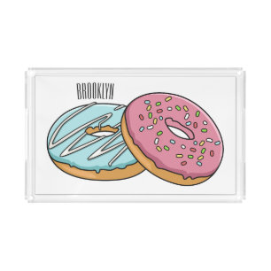 Donut cartoon illustration acrylic tray