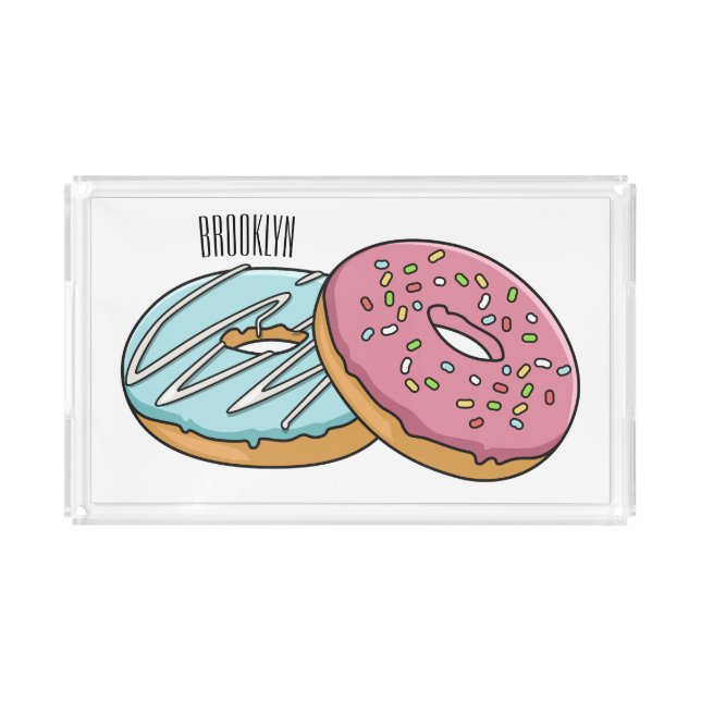 Donut cartoon illustration acrylic tray (Front)
