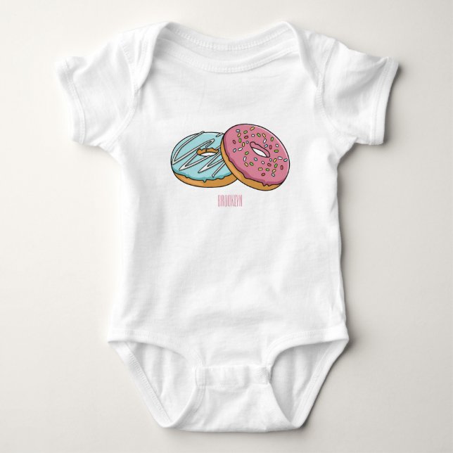 Donut cartoon illustration baby bodysuit (Front)