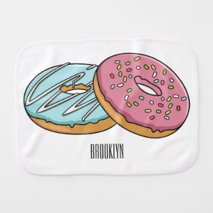 Donut cartoon illustration baby burp cloth