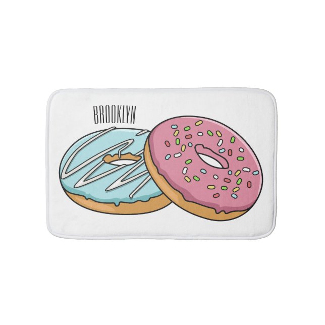 Donut cartoon illustration  bath mat (Front)