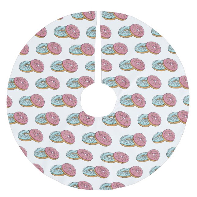 Donut cartoon illustration  brushed polyester tree skirt (Front)
