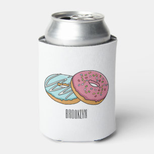 Donut cartoon illustration can cooler