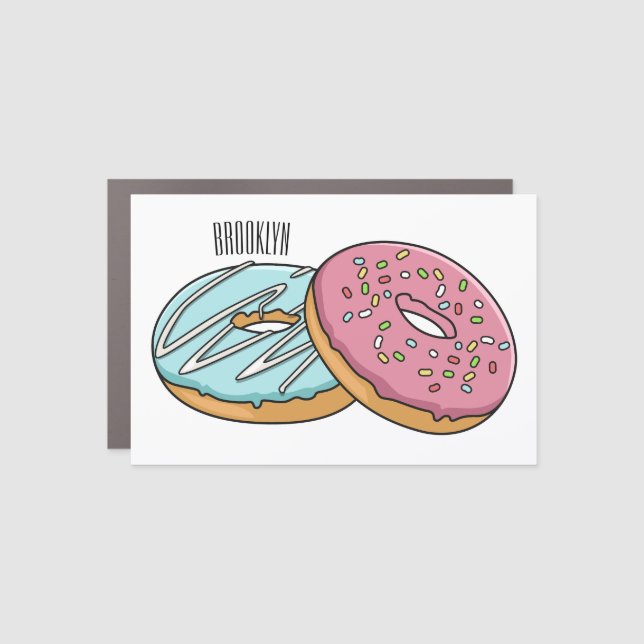 Donut cartoon illustration  car magnet (Front)