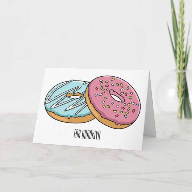 Donut cartoon illustration card (Front)