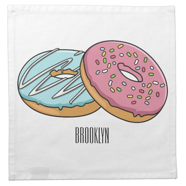 Donut cartoon illustration  cloth napkin (Front)