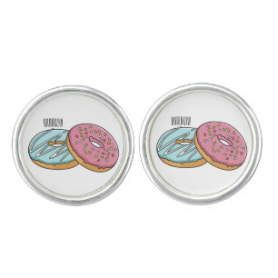 Donut cartoon illustration cufflinks