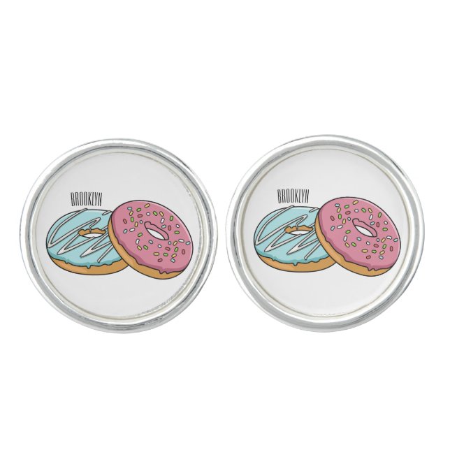 Donut cartoon illustration cufflinks (Front)