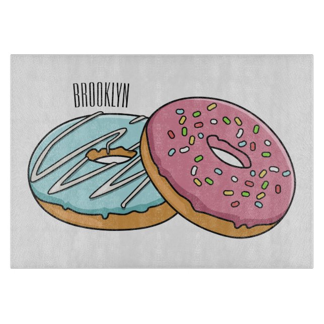 Donut cartoon illustration cutting board (Front)