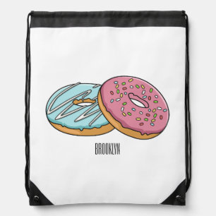 Donut cartoon illustration drawstring bag