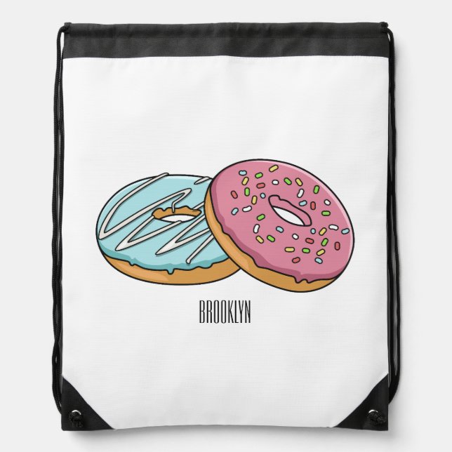 Donut cartoon illustration drawstring bag (Front)