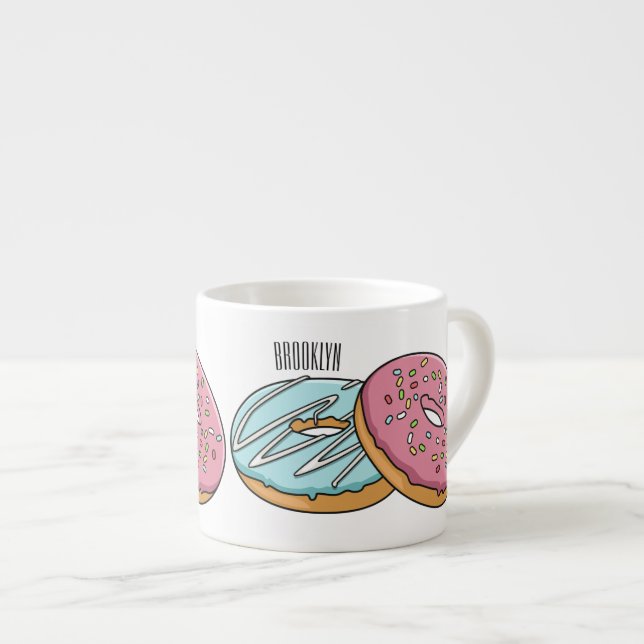 Donut cartoon illustration espresso cup (Front Right)