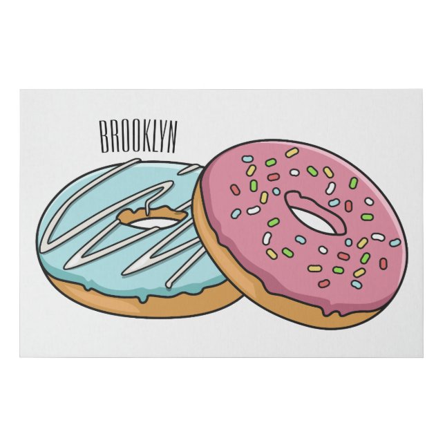 Donut cartoon illustration  faux canvas print (Front)
