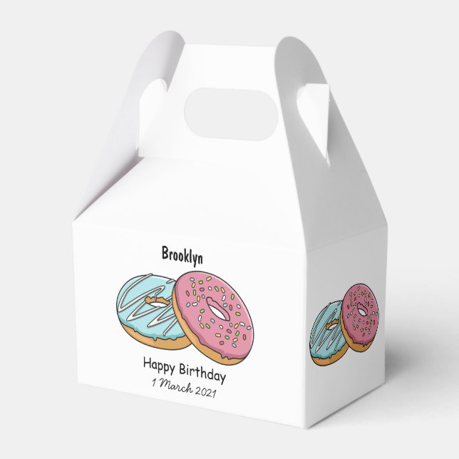 Donut cartoon illustration favor boxes (Front Side)