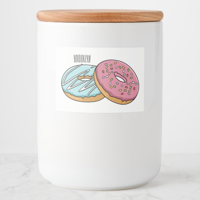 Donut cartoon illustration food label (Front)