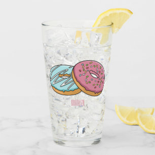 Donut cartoon illustration glass