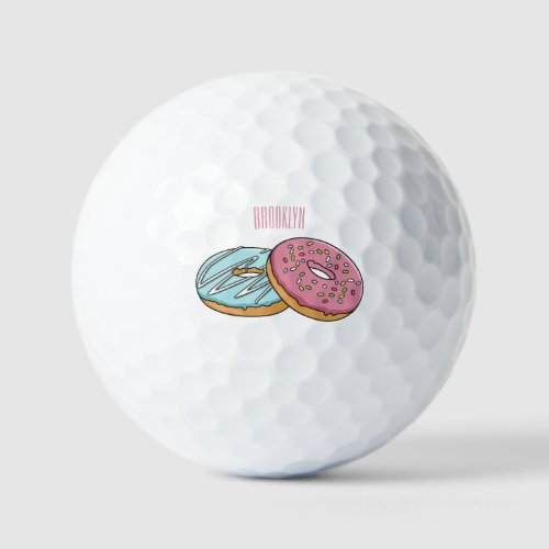 Donut cartoon illustration golf balls