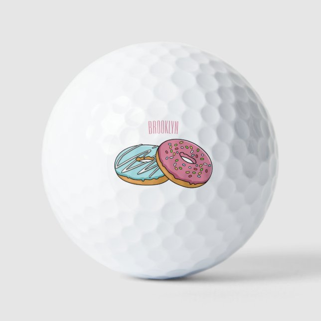 Donut cartoon illustration golf balls (Front)