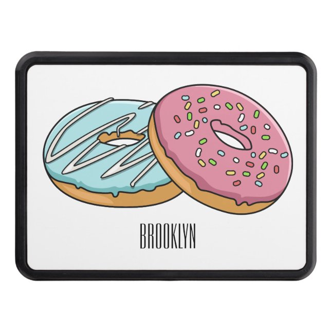 Donut cartoon illustration hitch cover (Front)
