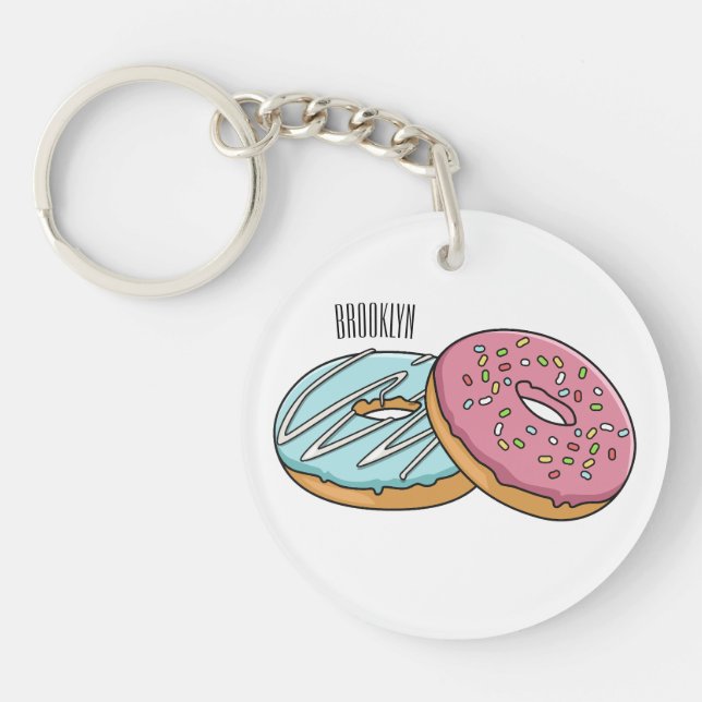 Donut cartoon illustration keychain (Front)
