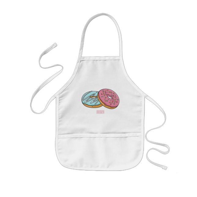 Donut cartoon illustration kids' apron (Front)