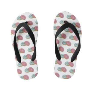 Donut cartoon illustration kid's flip flops