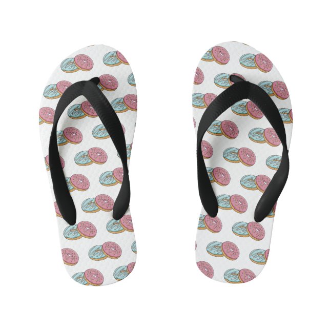 Donut cartoon illustration kid's flip flops (Footbed)
